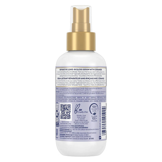 Dove Hair Therapy Brilliant Gloss serum pump in use for even end to end coverage