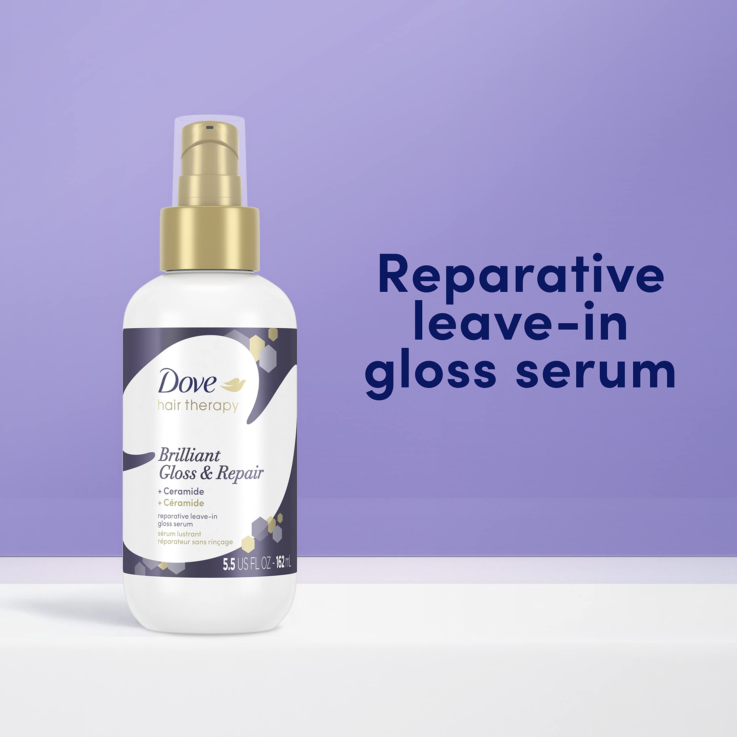 Dove Hair Therapy Brilliant Gloss application on ends delivers shine and moisture