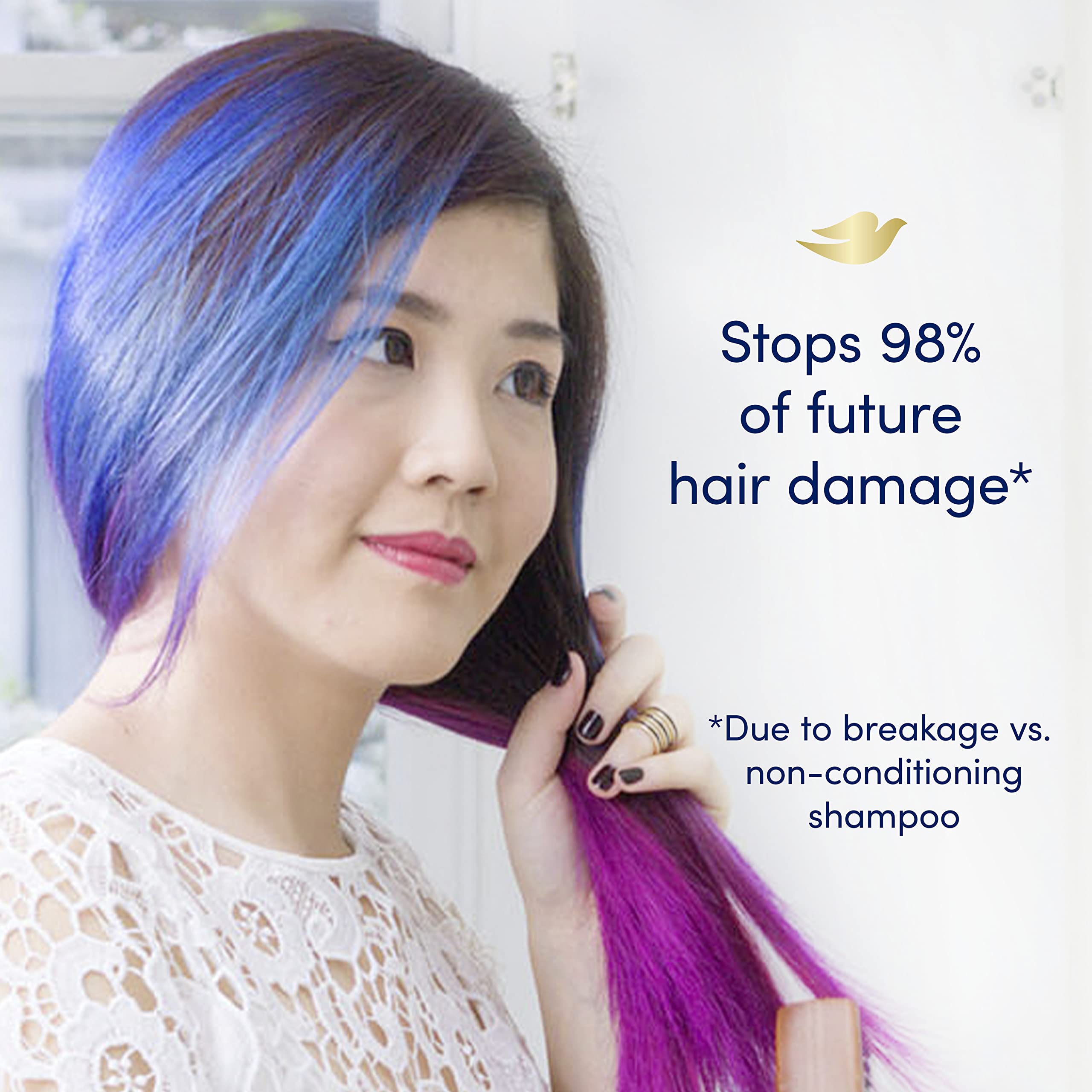Dove Intensive Repair Shampoo foam imagery, suggesting rich lather for gentle cleansing.