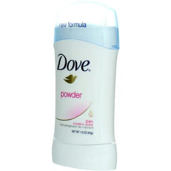 Dove Invisible Solid Powder size information emphasizes 1.60 oz sticks.