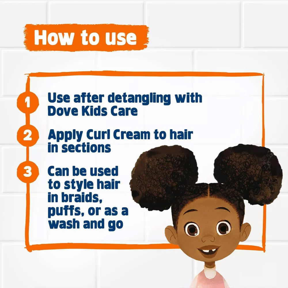 Dove Kids Tear-Free label highlights gentle cleansing for sensitive eyes.