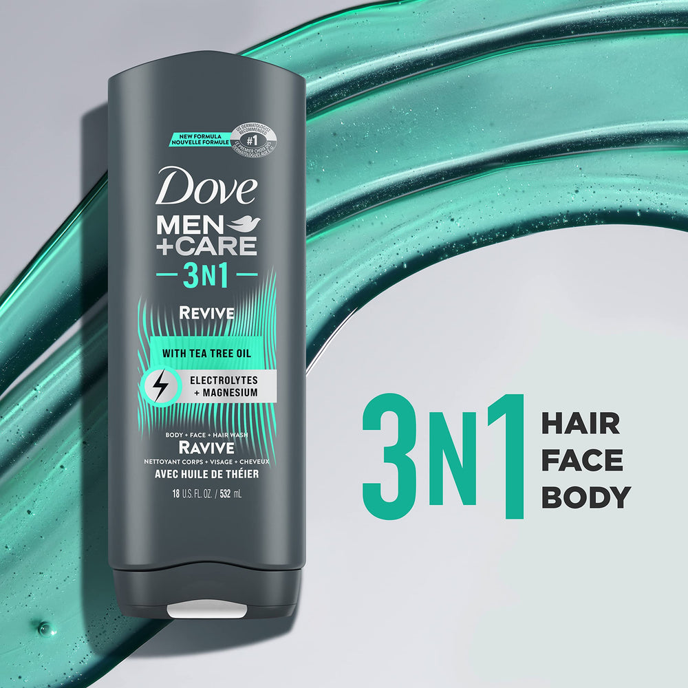 In-use Dove Men+Care 3N1 Revive ritual for head-to-toe cleansing after training.