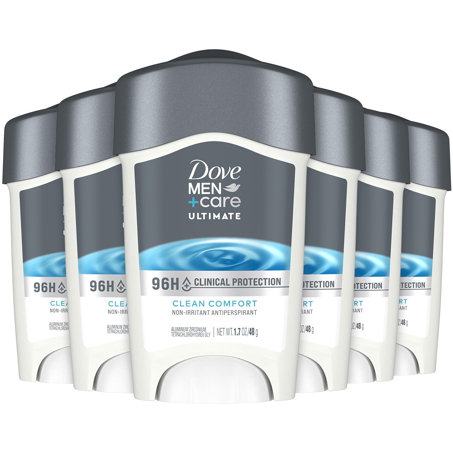 Dove Men+Care 96h protection image shows long-lasting dryness and confidence.