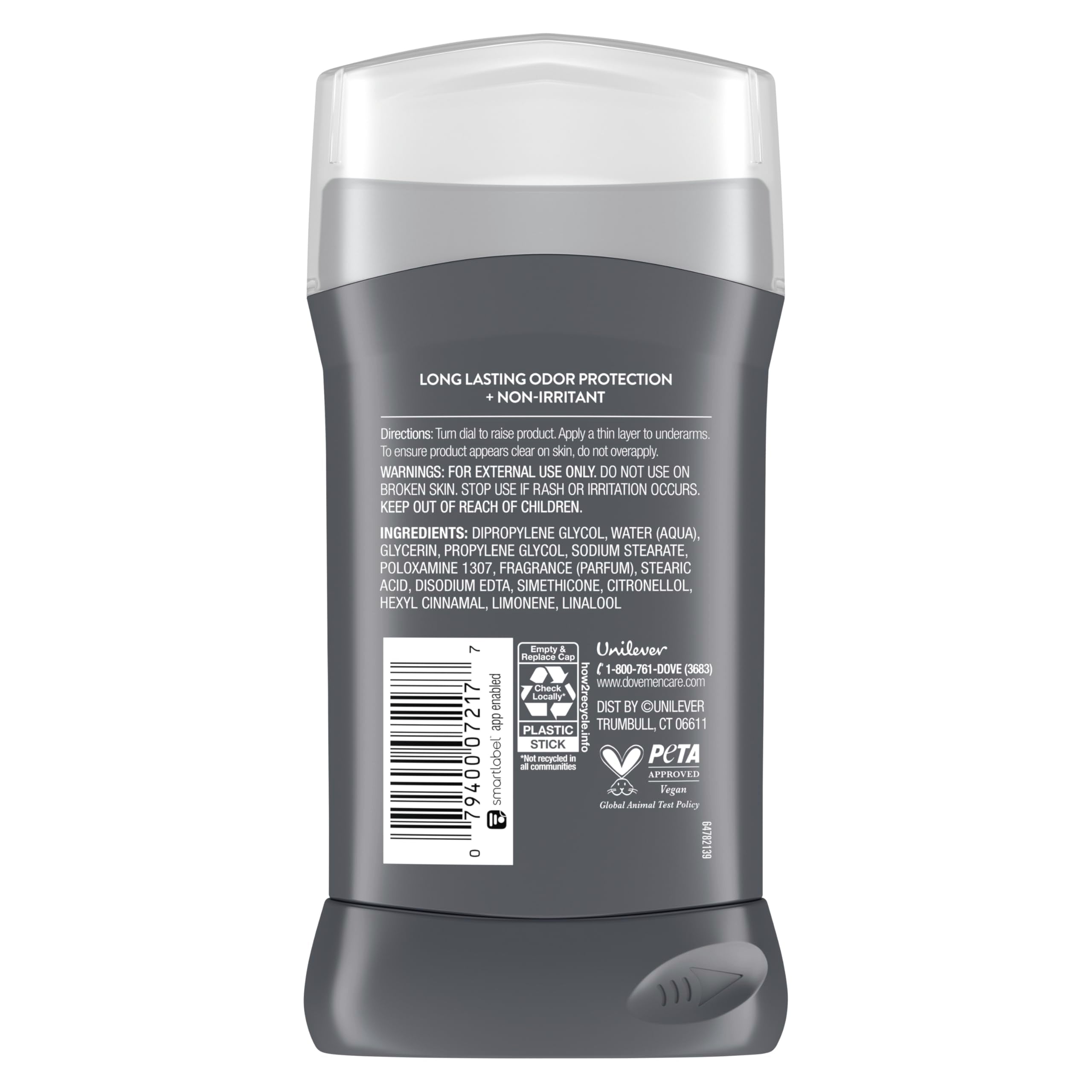 Dove Men+Care aroma visual showing bergamot-lavender-sandalwood scent lasts.