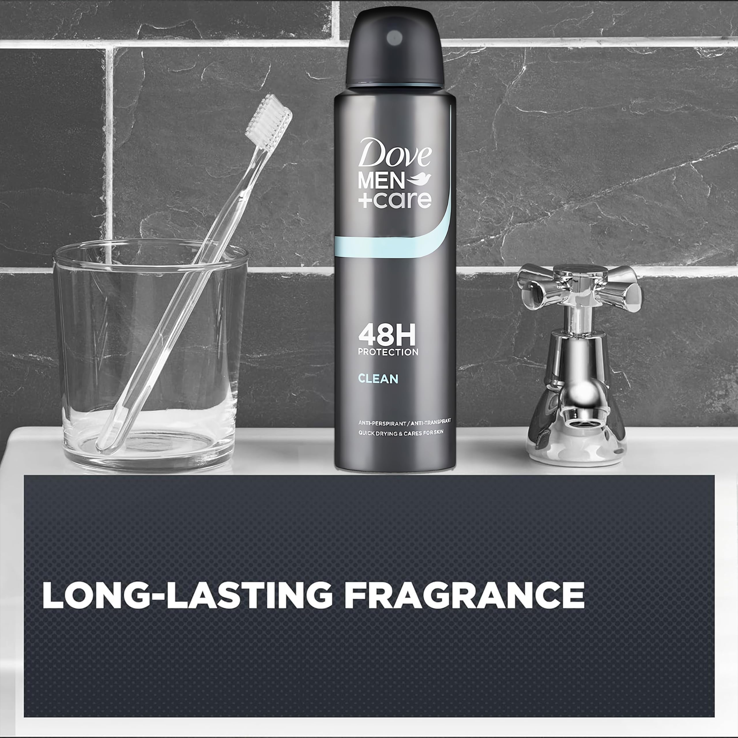 Dove Men+Care Classic spray being applied underarm