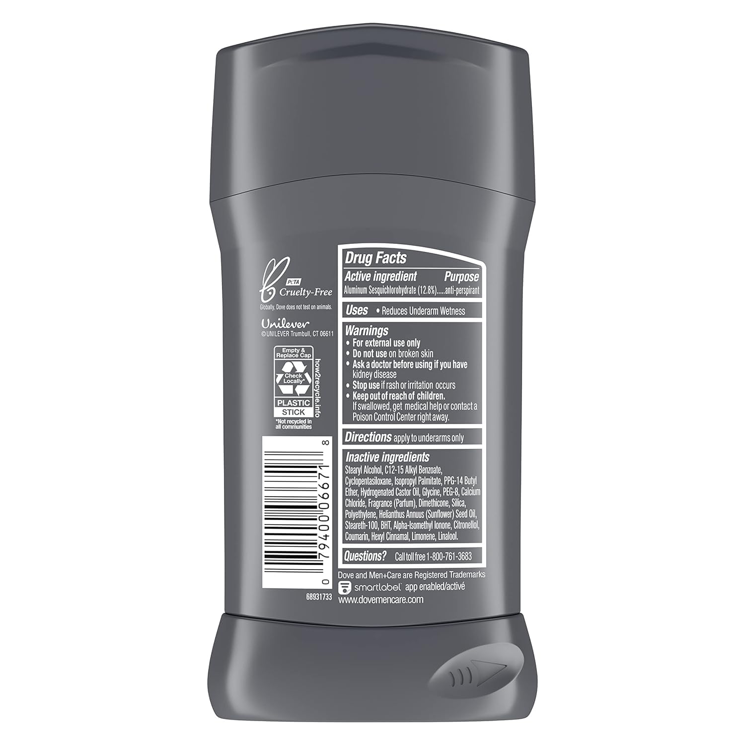 Applying Dove Men+Care Clean Comfort stick to underarms for quick protection.