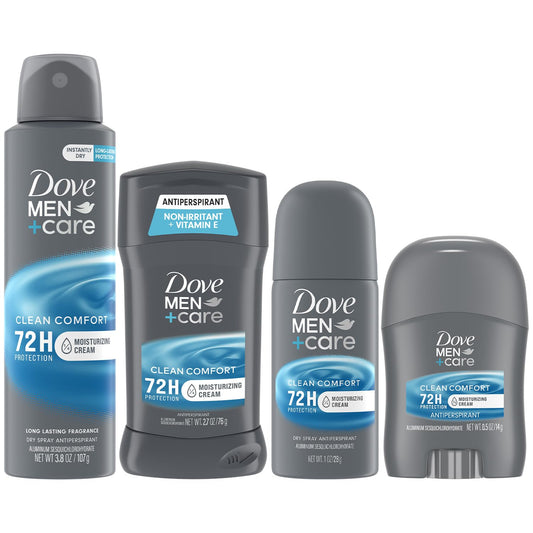 Dove Men+Care Clean Comfort stick full-size ready for daily protection during workouts.