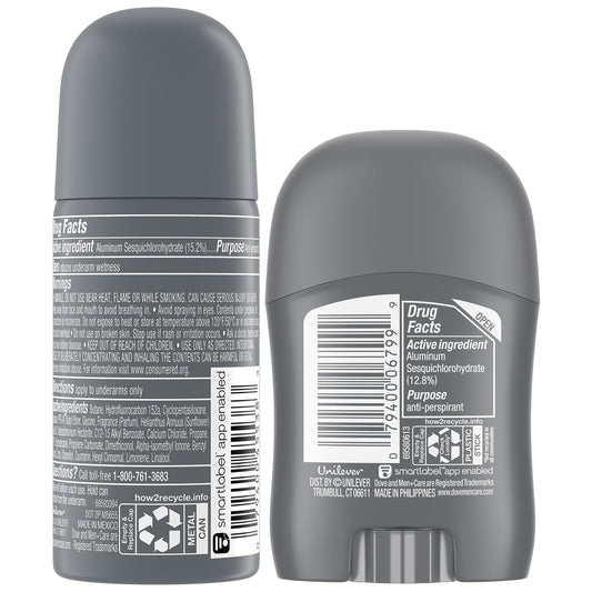 Dove Men+Care Clean Comfort travel spray showing quick-dry protection for workouts.