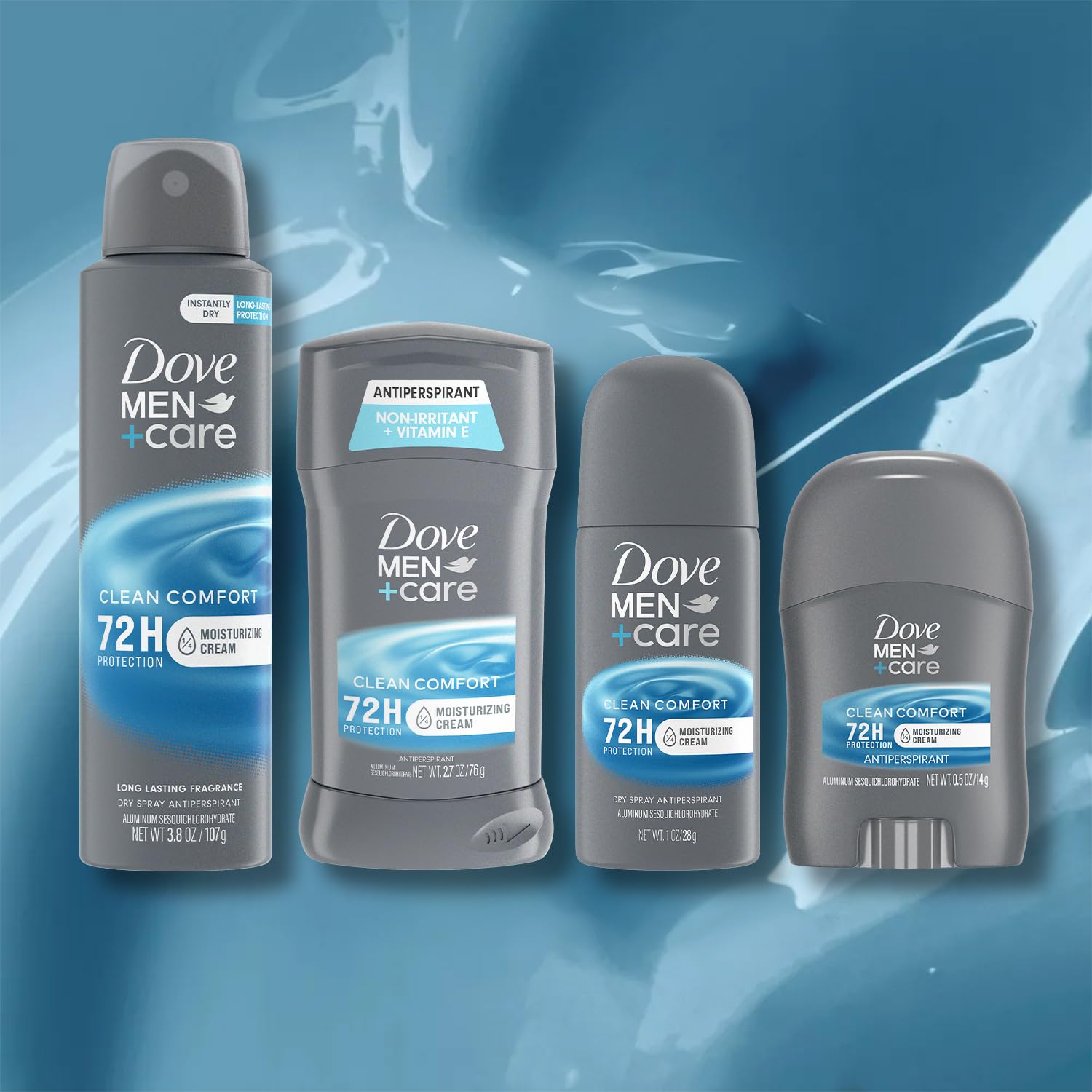 Dove Men+Care Clean Comfort travel stick small, portable protection on trips.