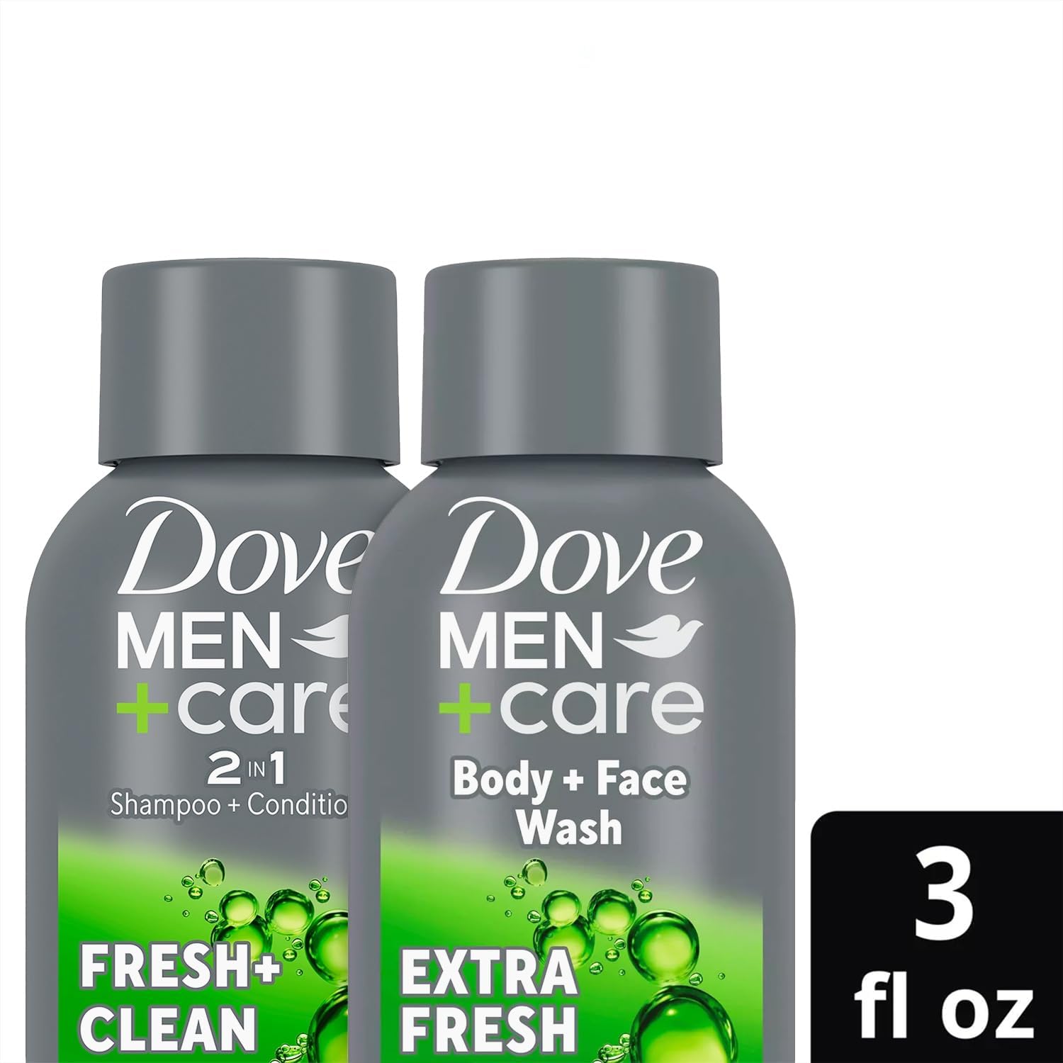 Dove Men+Care Extra Fresh Face & Body Wash bottle delivering lasting moisture and crisp scent