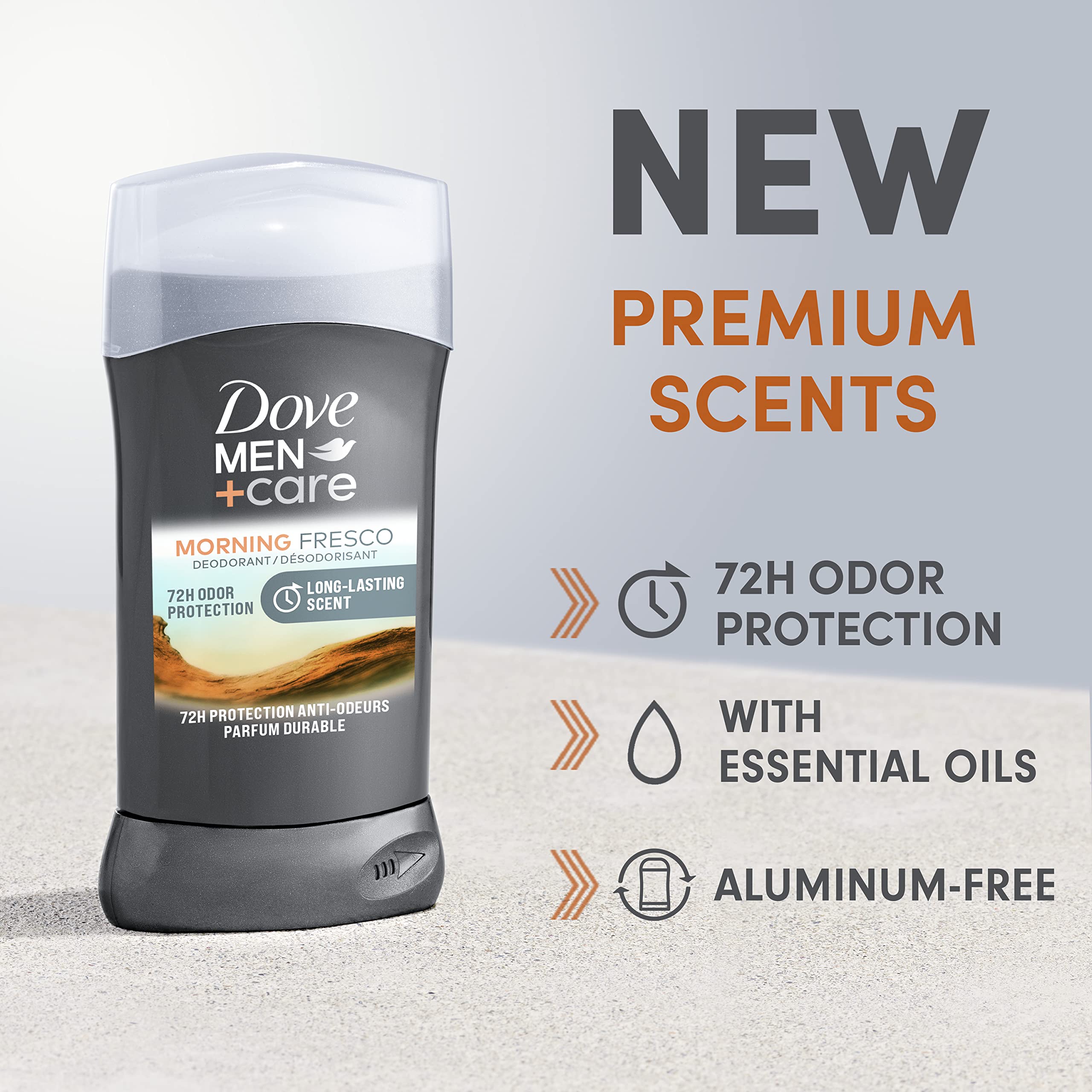 DOVE MEN CARE fragrance with essential oils delivers a subtle, lasting scent.