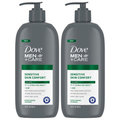 Dove Men+Care hand and body lotion cap for sensitive skin, smooth finish.