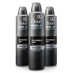 Dove Men Care Invisible Dry Spray Deodorant bottle close-up with quick-dry feel