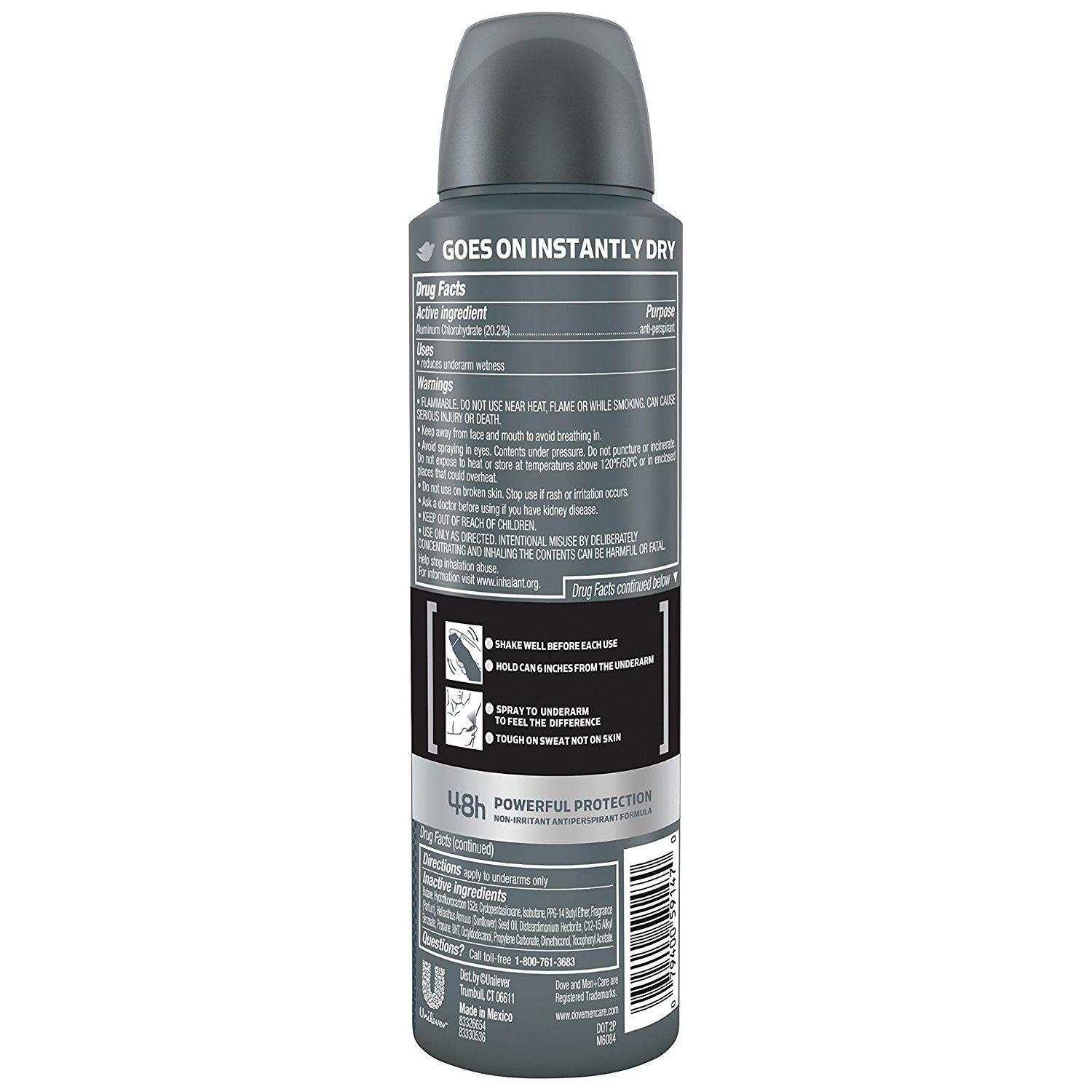 Dove Men Care Invisible Dry Spray Deodorant can close-up showing invisible finish preview
