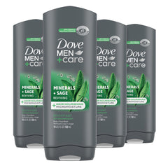 Dove Men+Care Mineral and Sage body wash bottle for refreshed, hydrated skin