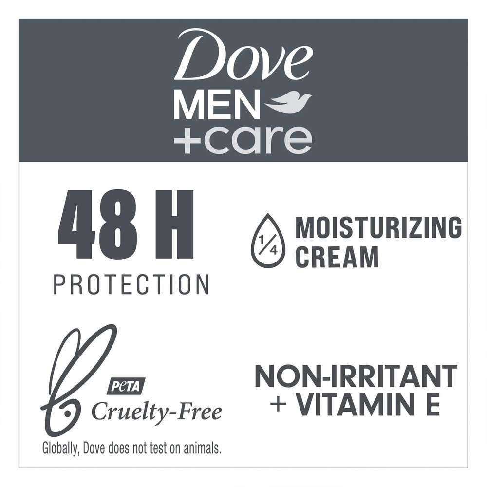 Dove Men+Care packaging with six cans for home or travel use