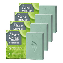 Dove Men+Care Plant-Powered Reinvigorating Bar packaging shows a 4-pack.