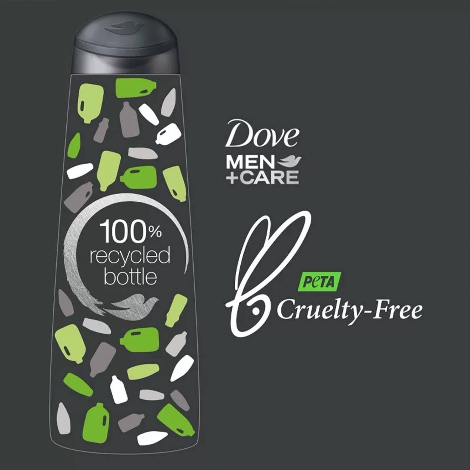 Dove Men+Care packaging with PETA-approved cruelty-free badge visible
