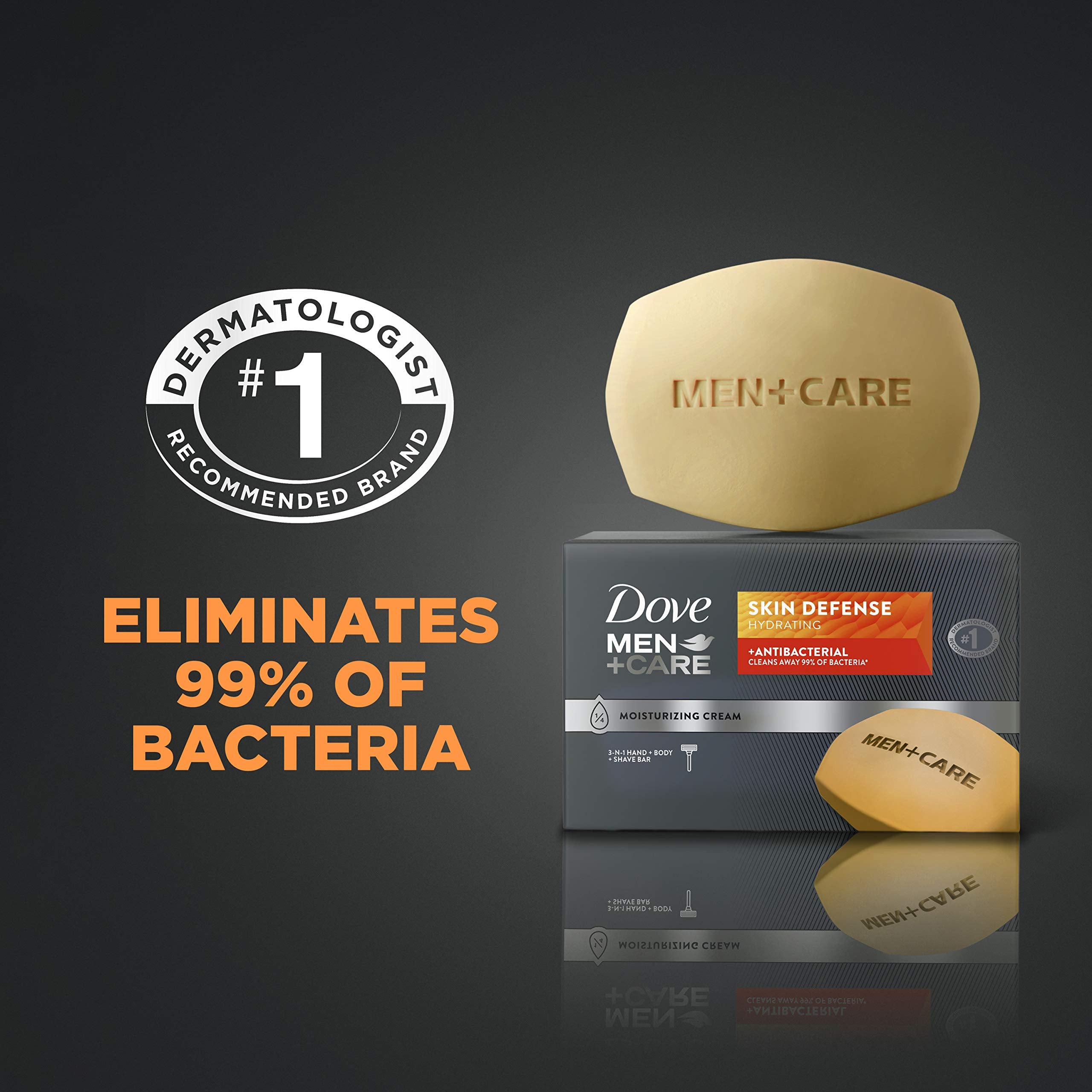 Dove Men+Care Skin Defense Bar rinses clean with no residue.