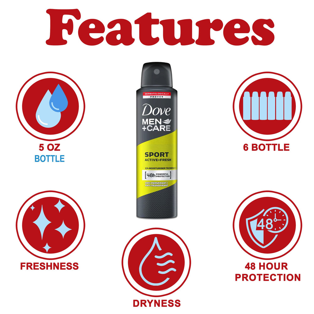 Dove Men+Care six-pack provides reliable freshness for home, gym bag, and travel.