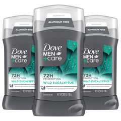 Dove Men+Care Wild Eucalyptus deodorant stick pack for daily freshness.