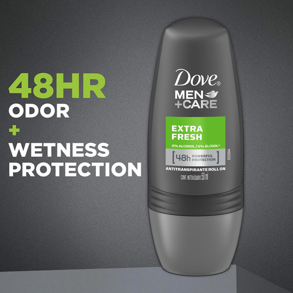 Dove Men+Care Extra Fresh roll-on inside a gym bag for daily freshness