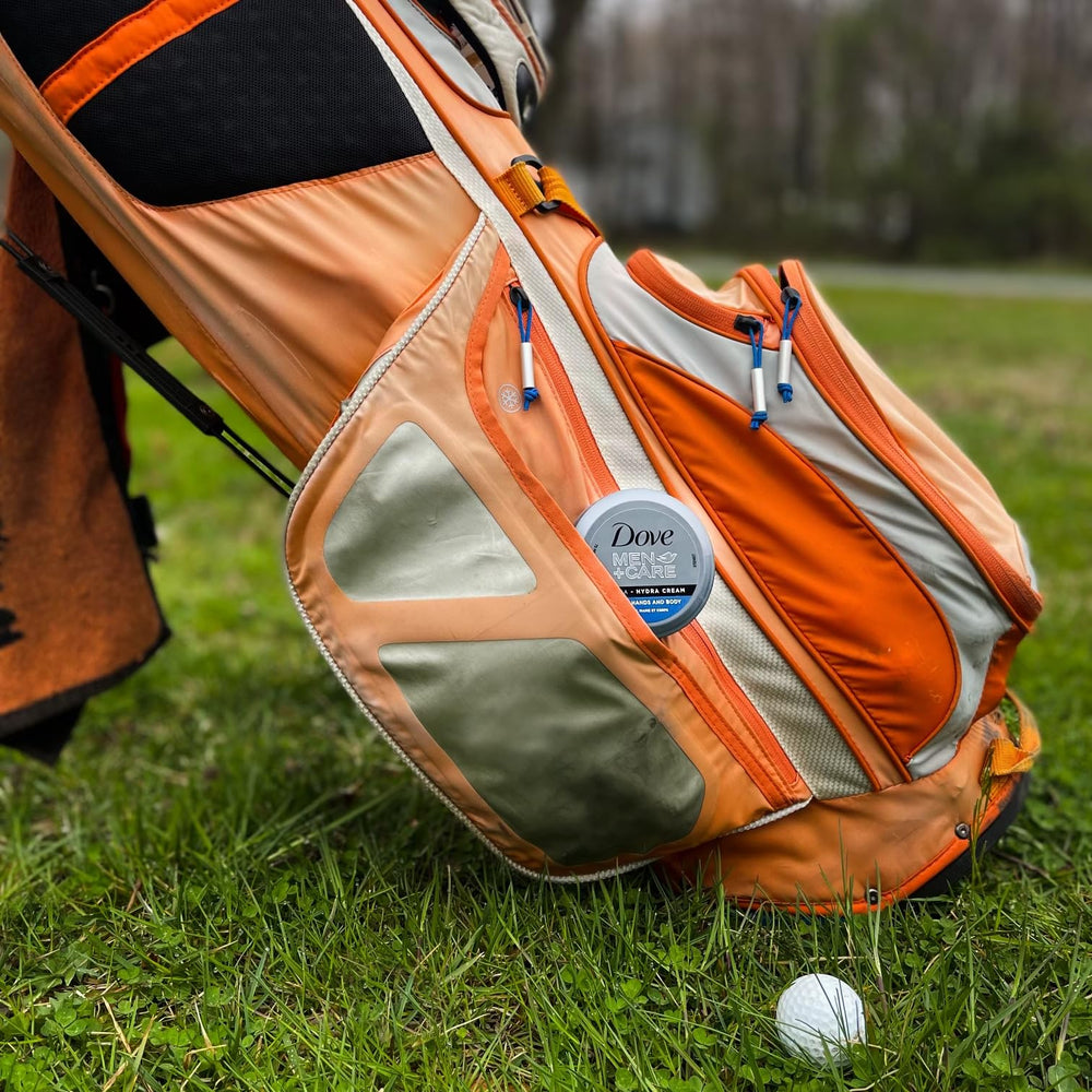 Dove Men+Care Ultra Hydra Cream in gym bag illustrates on-the-go skincare.