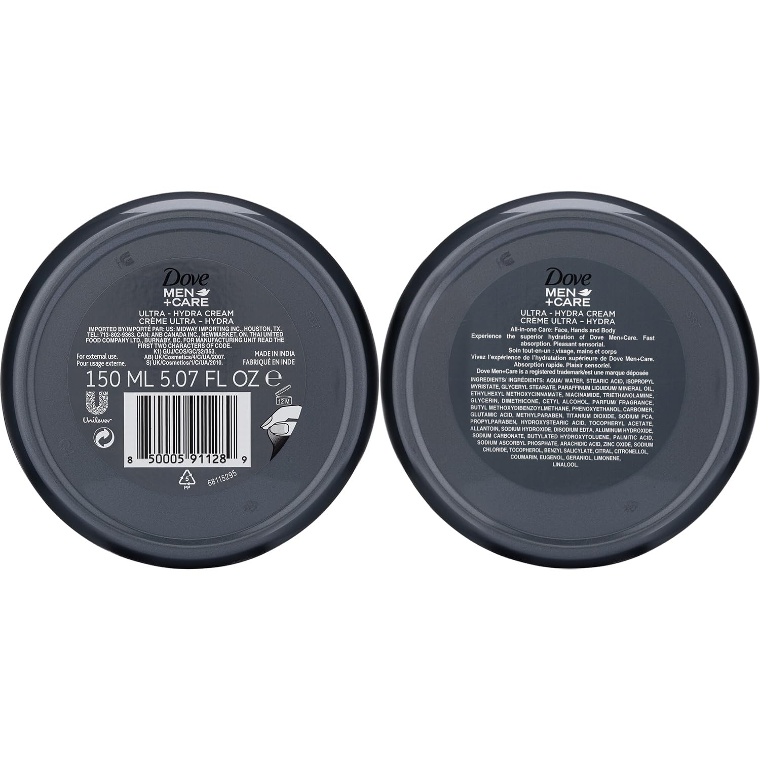 Dove Men+Care Ultra Hydra Cream hand-application demonstrates fast-absorbing moisture for hands.