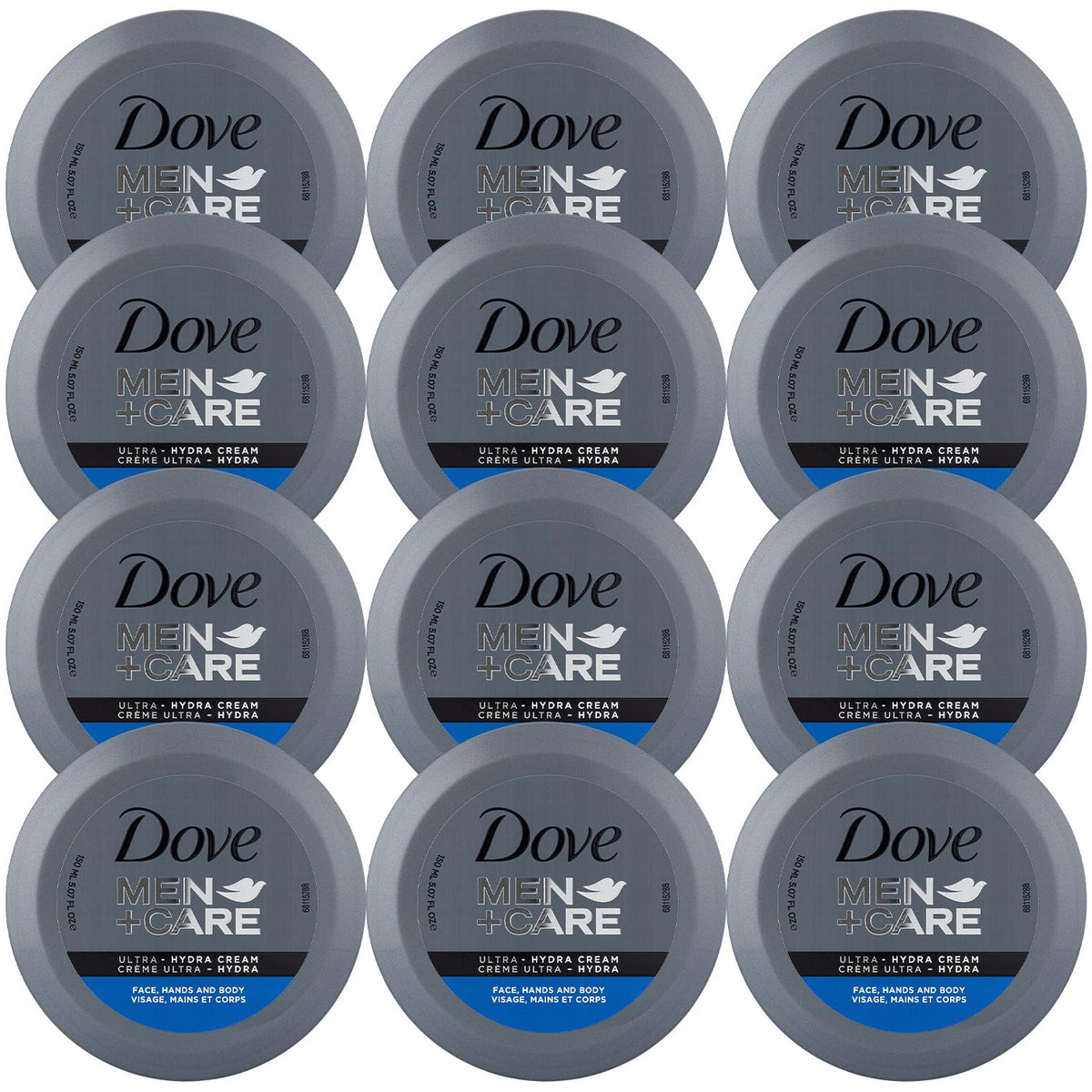 Dove Men+Care Ultra Hydra Cream jar delivers quick, non-greasy hydration for dry skin.