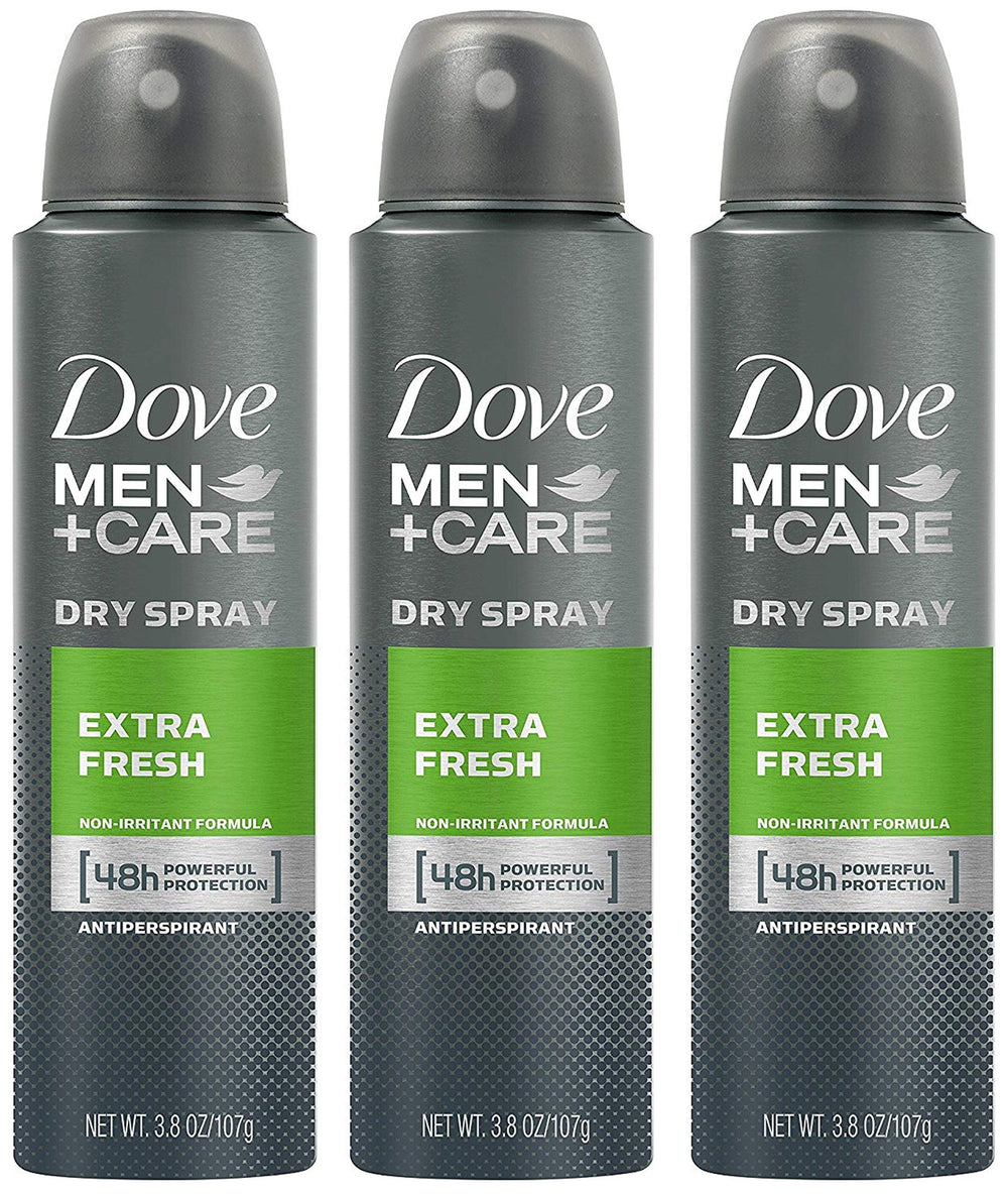 Dove Men Extra Fresh bottle front view offering long-lasting freshness