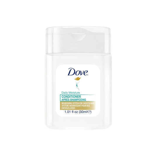 Dove mini 1oz daily moisture conditioner bottle with flip-top for hotel guests