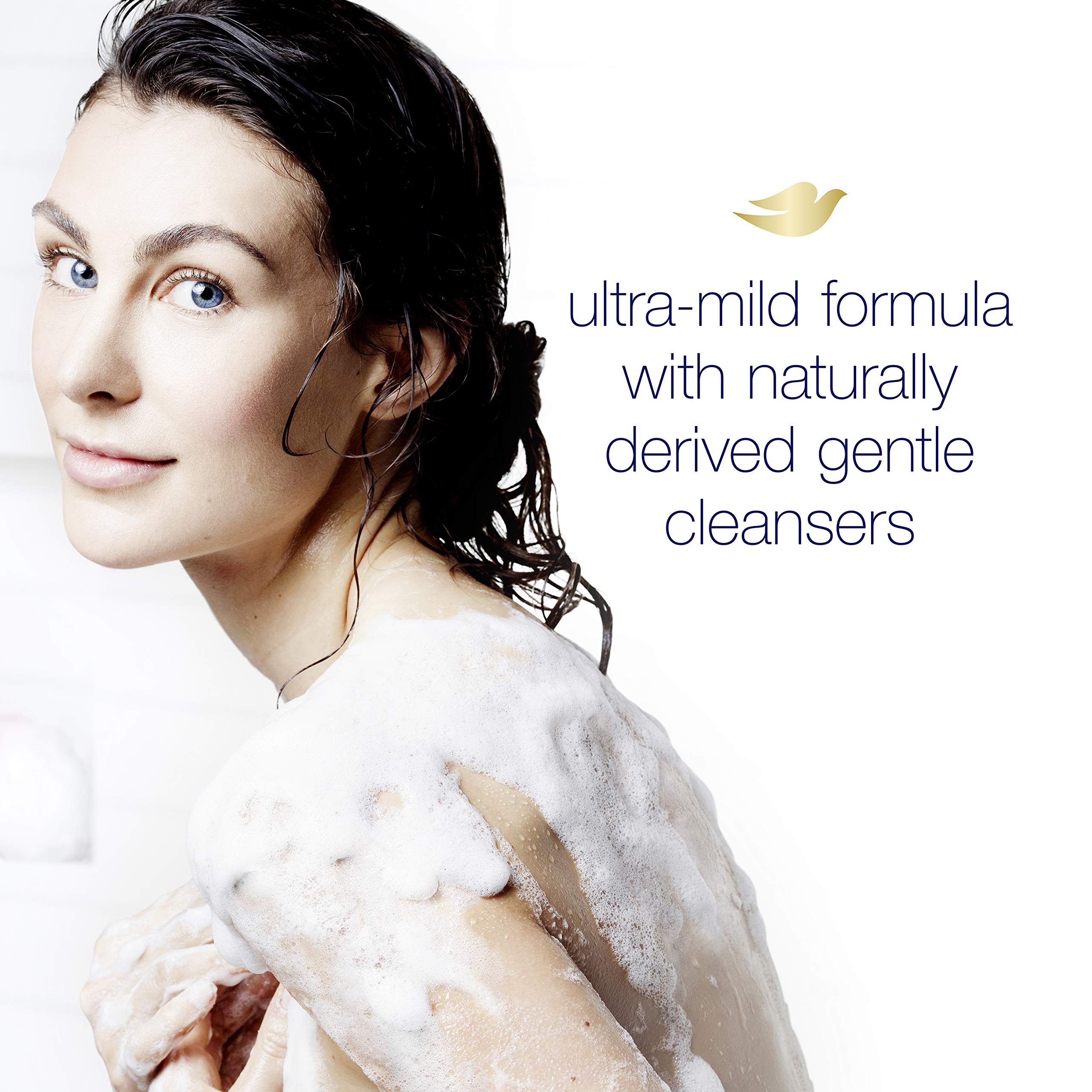 Dove moisture-boost graphic hints skin hydration during shower.