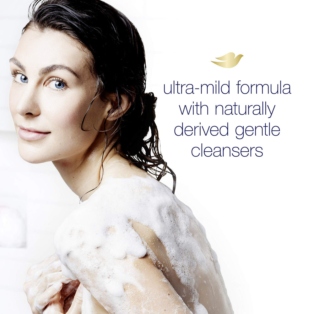 Dove moisture-boost graphic hints skin hydration during shower.