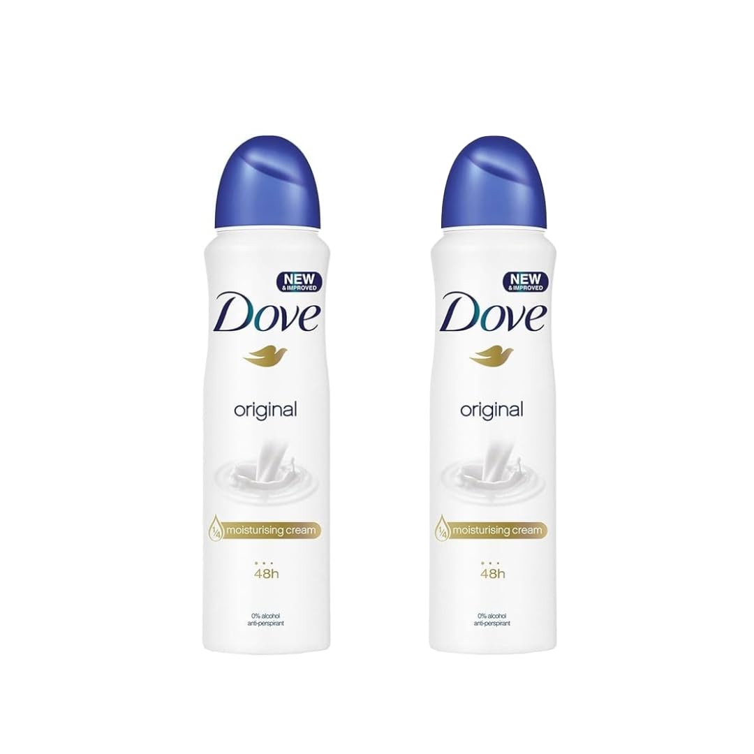 Dove Original 48h antiperspirant spray bottle — long-lasting protection with moisturizing formula.