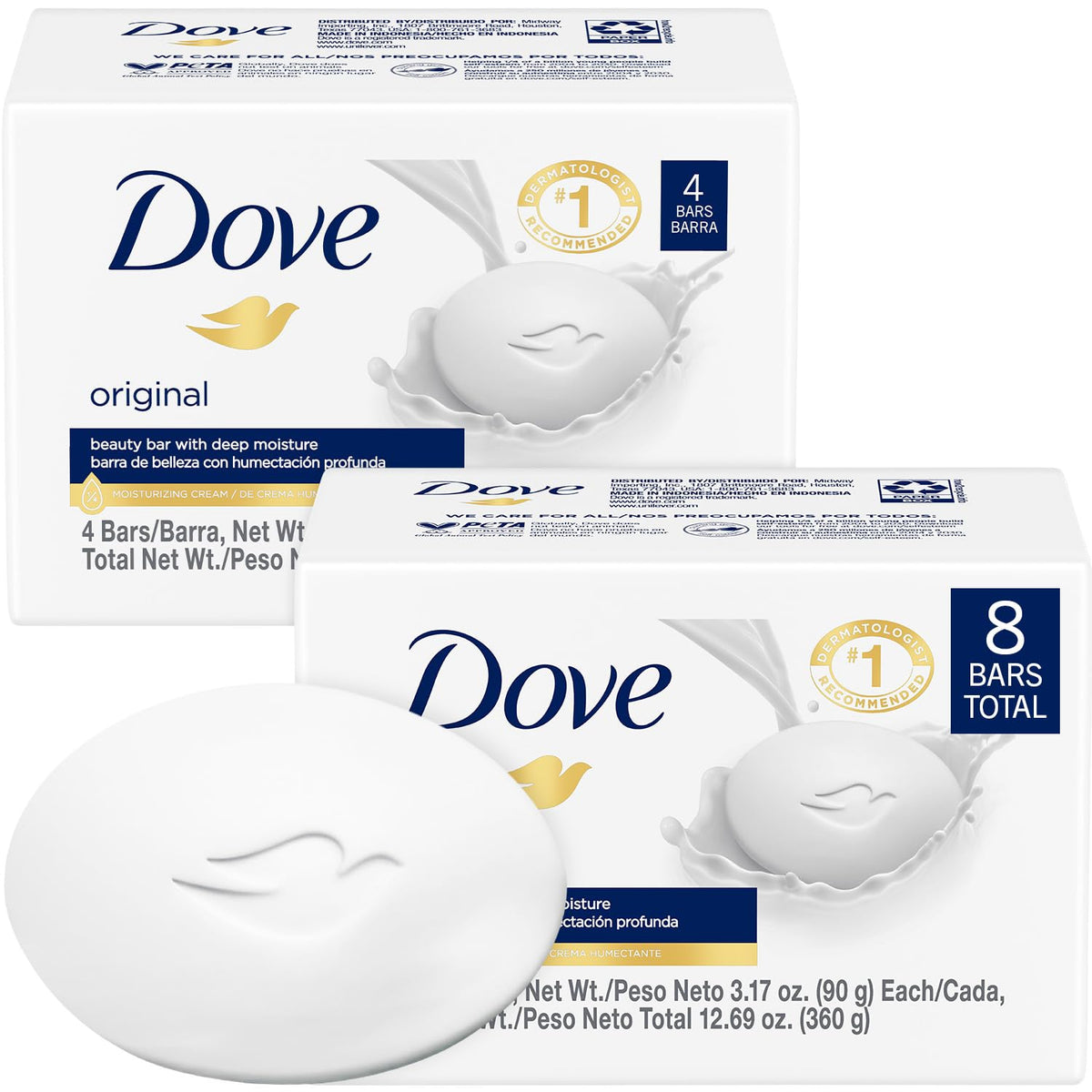 Dove Original Beauty Bar pack on display for versatile cleansing