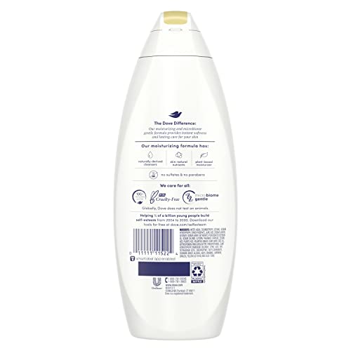 Dove Pampering Body Wash lather close-up shows creamy texture for cleansing.