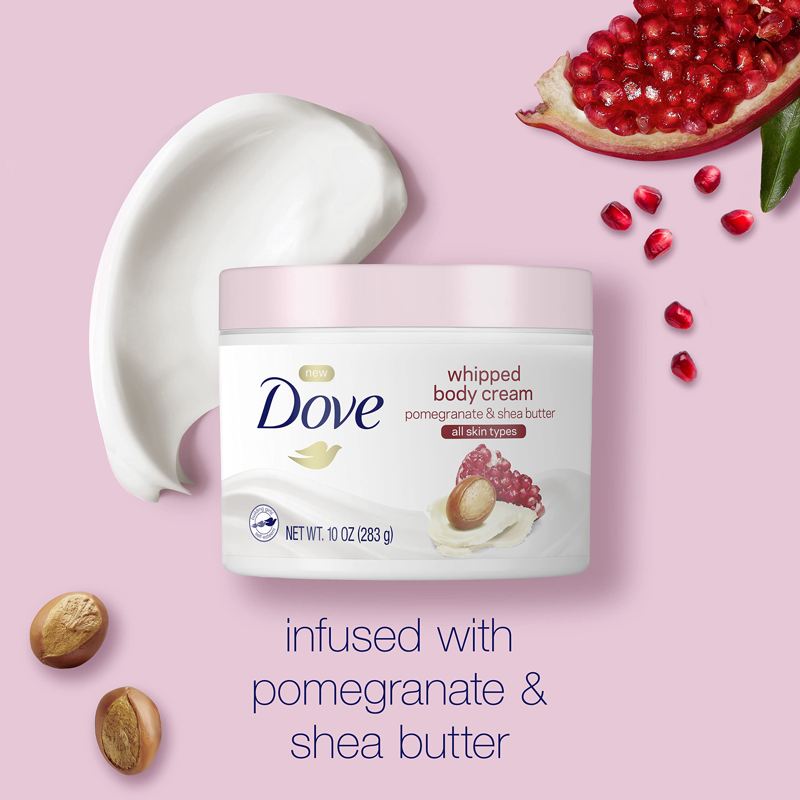 Dove pomegranate and shea fragrance swirl on skin example