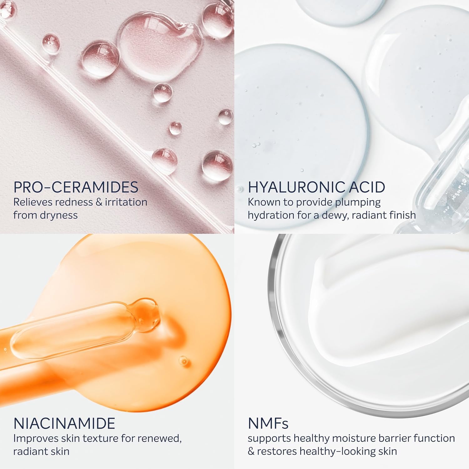 Dove Pro-Ceramide Repair Serum contains hyaluronic acid for hydration.