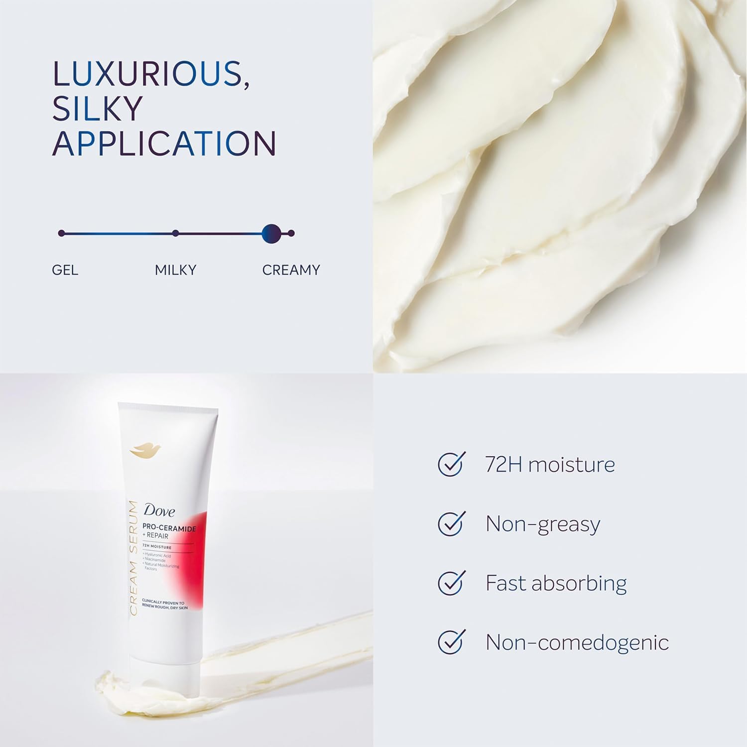 Dove Pro-Ceramide Repair Serum featuring niacinamide benefits.