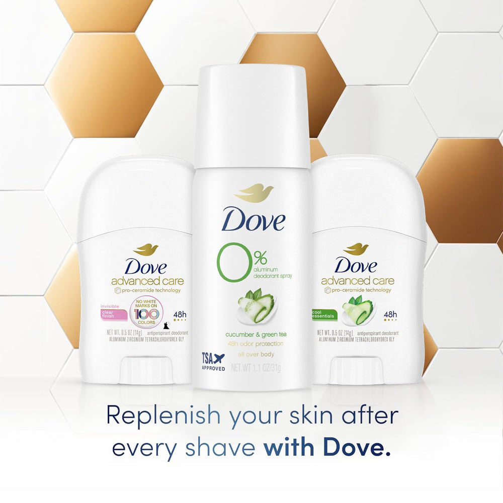 Dove Pro-Ceramide technology nourishes skin underarm area.