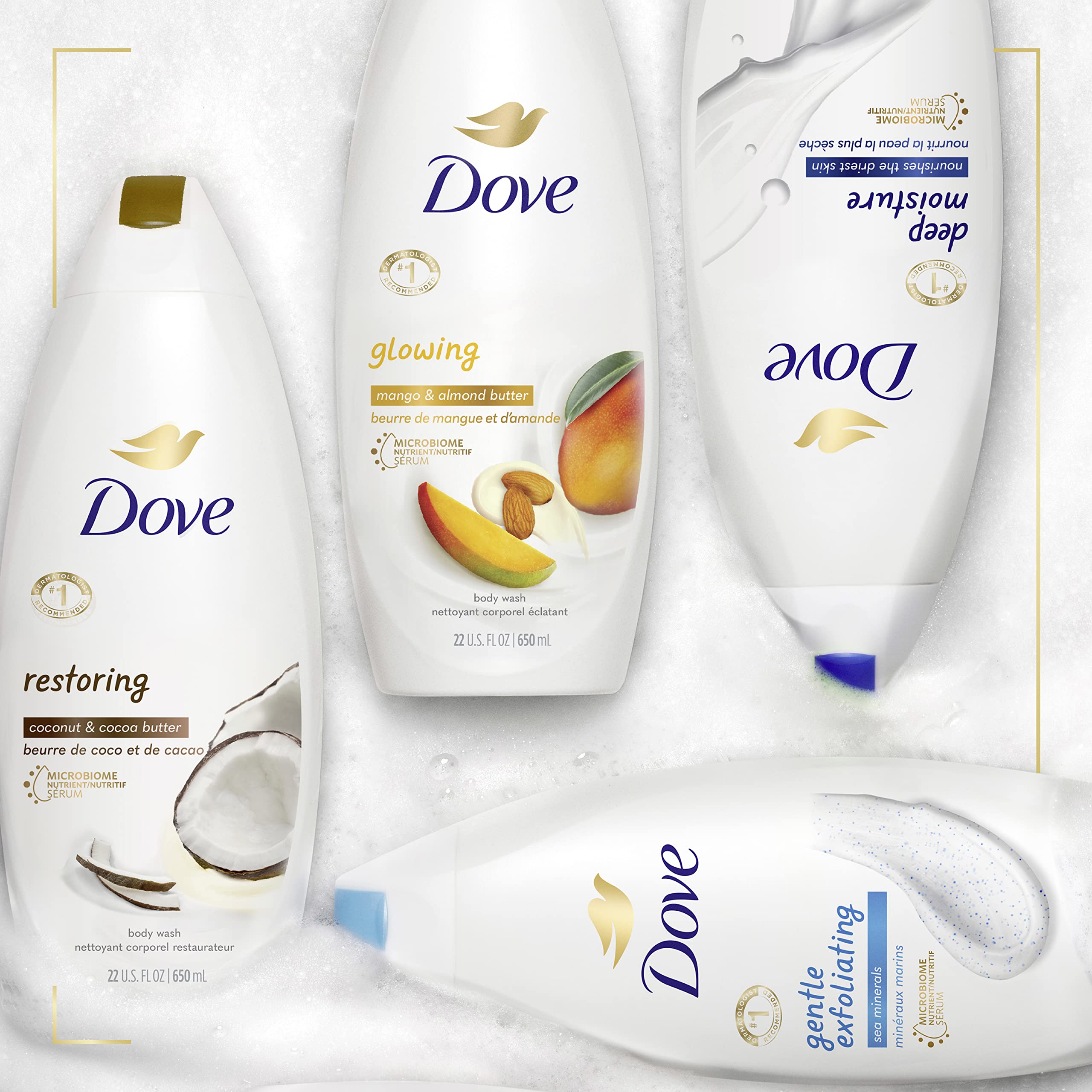 Dove Purely Pampering Moisture Renew Blend highlights nourishing care