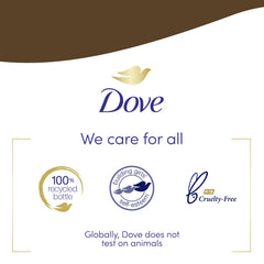 Dove Purely Pampering packaging shows 100% recycled plastic bottles