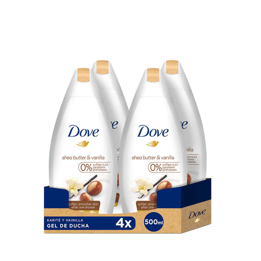 Dove Purely Pampering bottle demonstrates moisturizing formula for softer skin after shower.