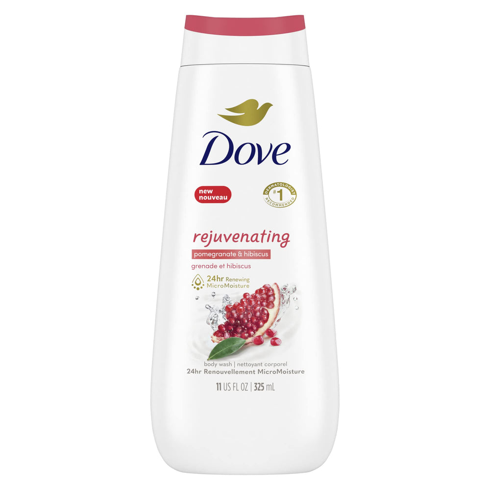 Dove Rejuvenating Body Wash bottle with pomegranate and hibiscus for refreshed skin