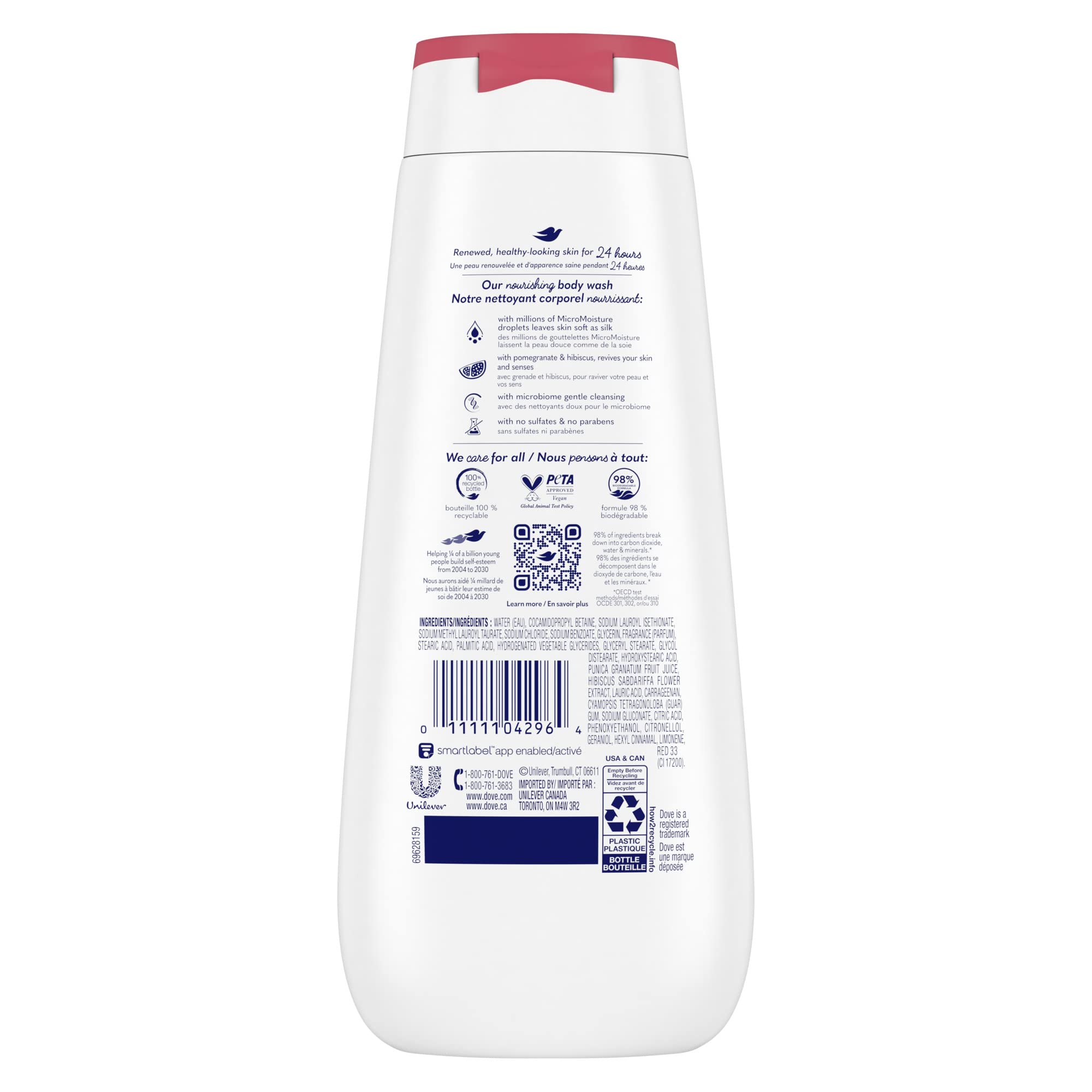 Creamy foam from Dove Rejuvenating Body Wash revives skin during shower