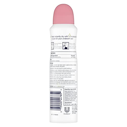 Dove rose petals spray application on underarm for quick refresh and comfort.