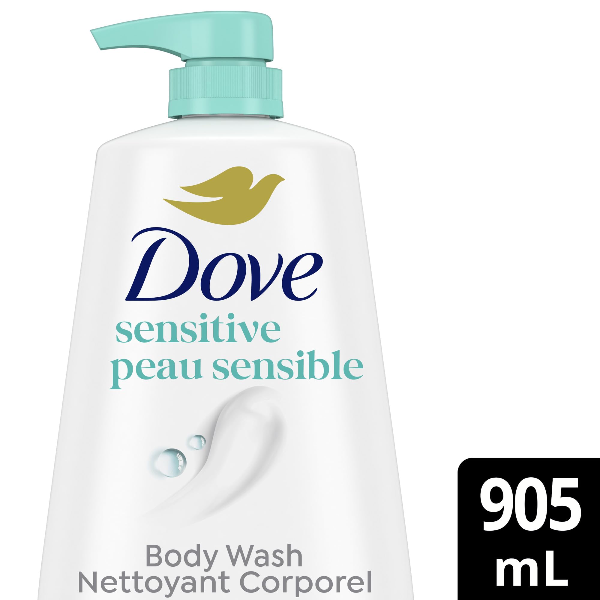 Dove Sensitive Skin Body Wash lather forming creamy foam for a gentle cleanse.