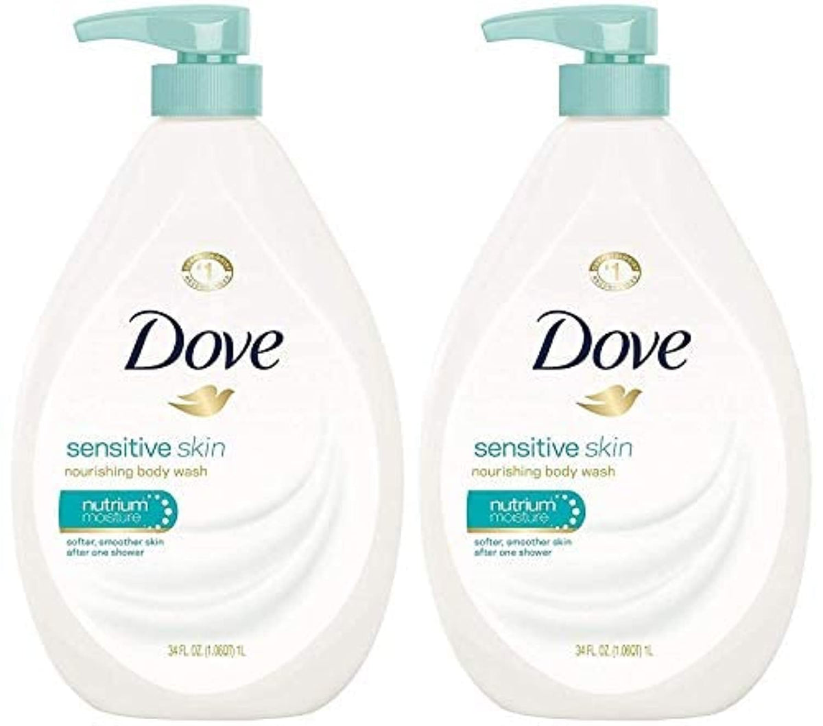 Dove Sensitive Skin Pump bottle front view for daily gentle cleansing.