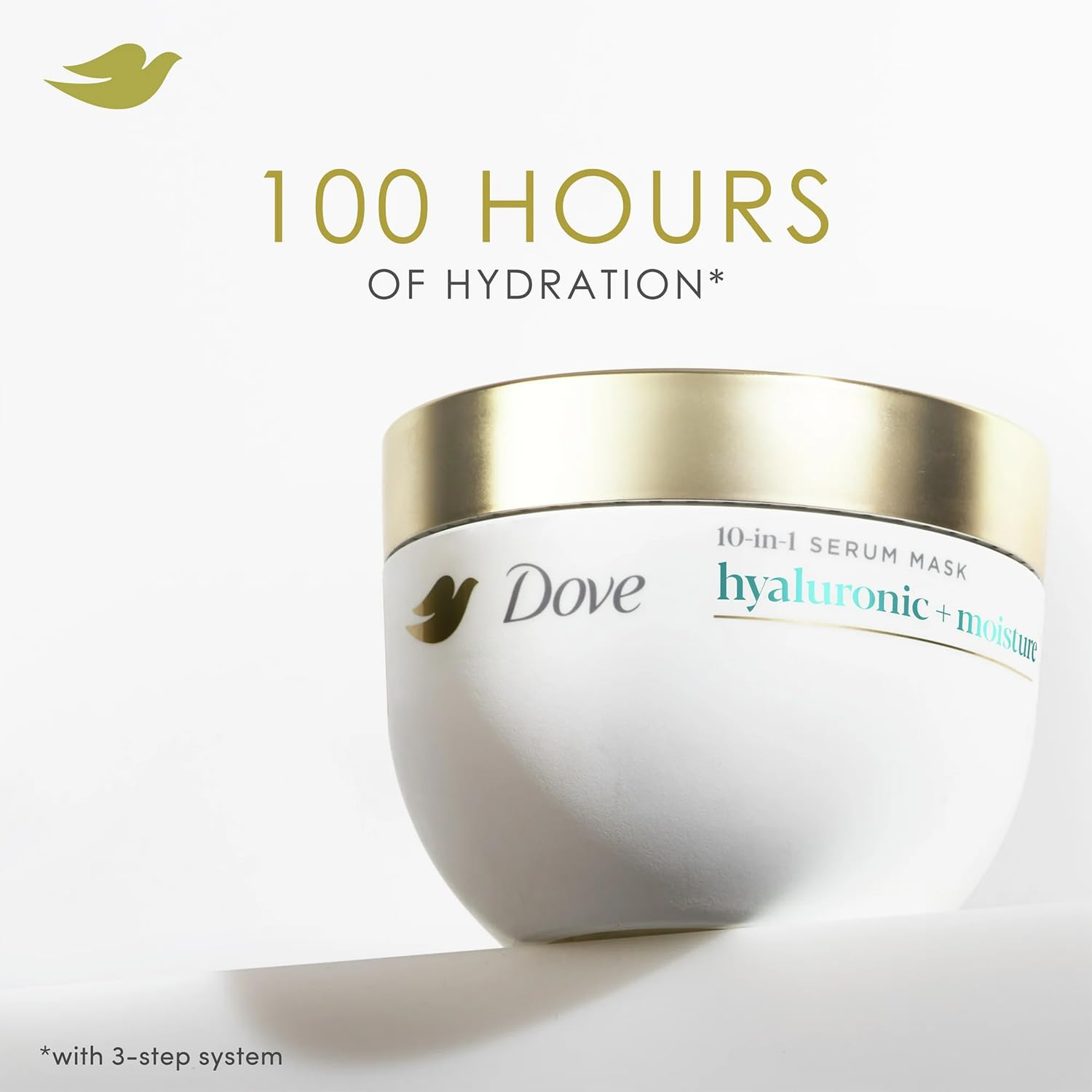 Dove Serum Mask application showing one-minute hydration benefits.