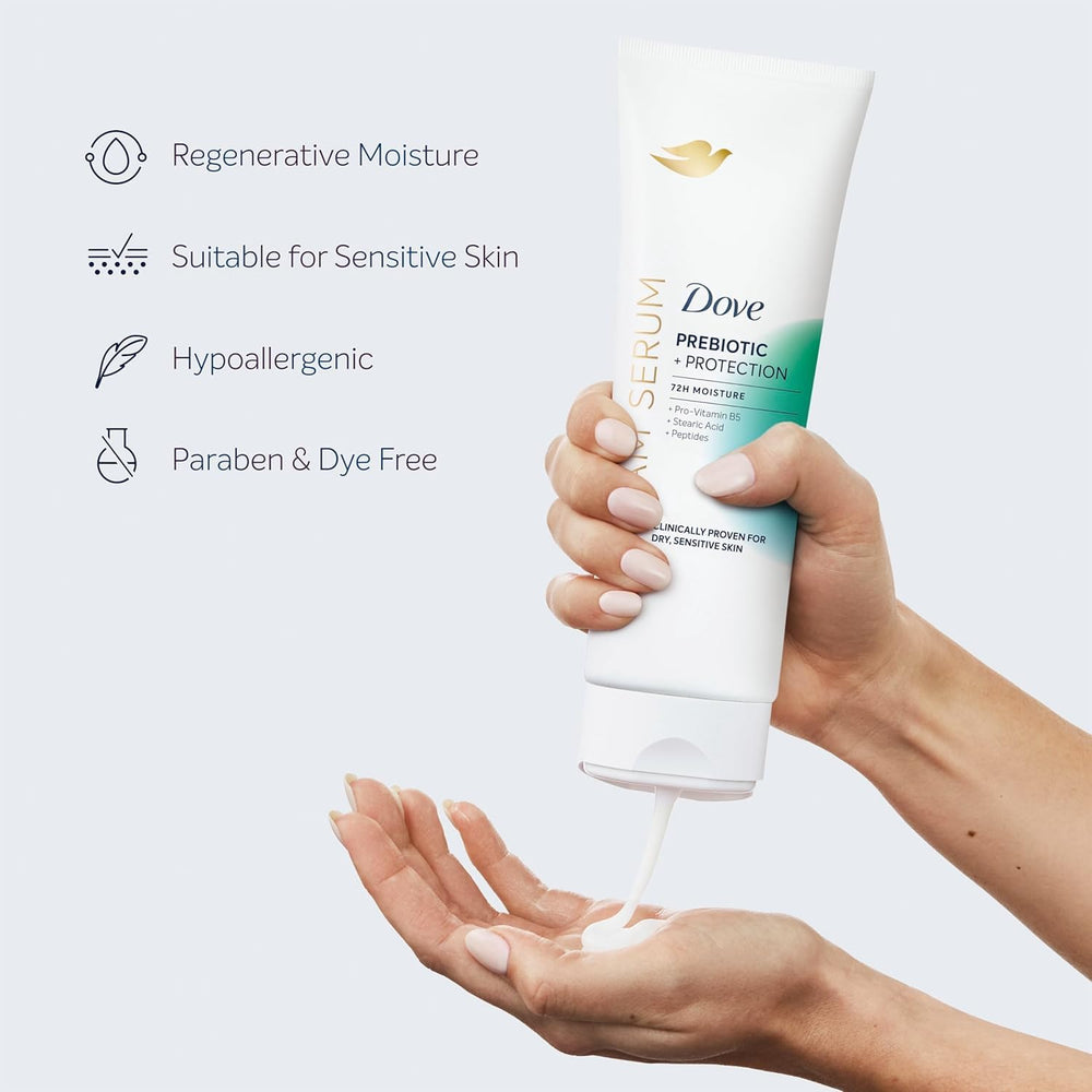 Dove Serum non-greasy finish demonstrated on the skin